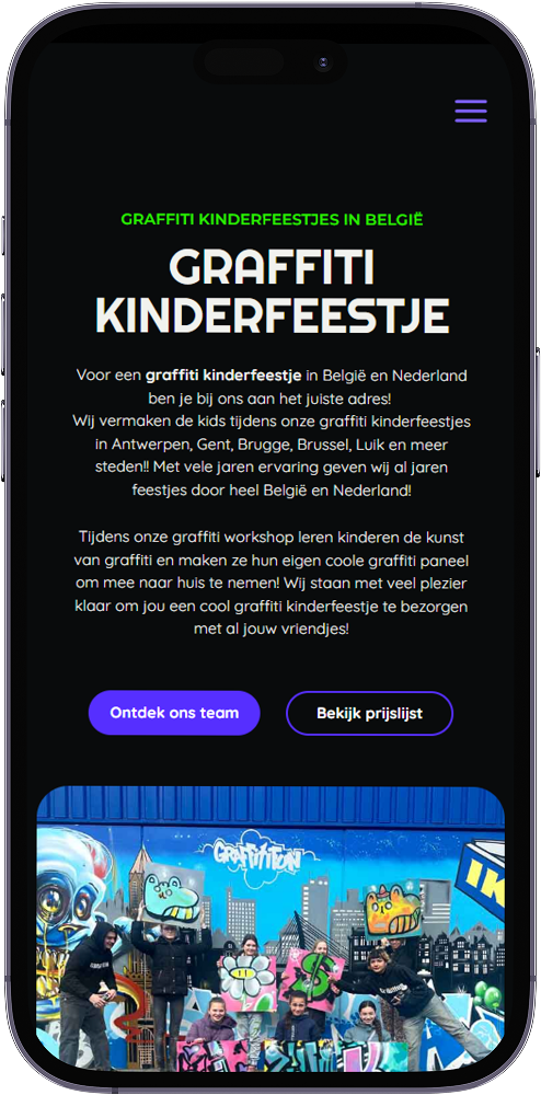 Responsive webdesign door VermMedia weergegeven op mobiel